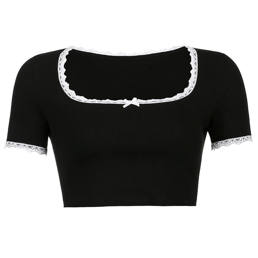 Blusa de Encaje con Escote Cuadrado y Lazo Frontal - Image 10