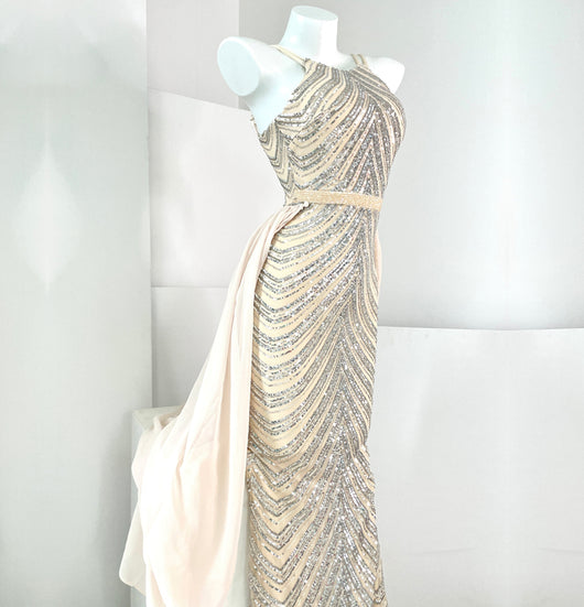 Vestido de Fiesta Blanco con Lentejuelas y Falda Sirena - Image 12