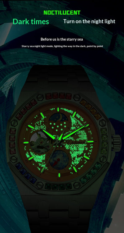 Reloj Mecánico Luminoso Impermeable Hombre - Serie Cielo Estrellado - Image 13