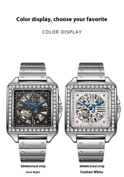 Reloj Automático de Diseño Cuadrado con Diamantes - Image 11