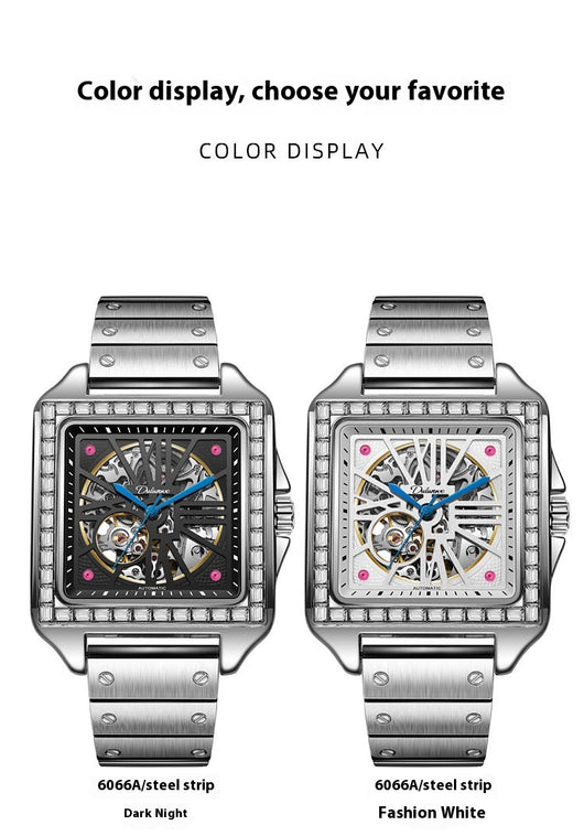 Reloj Automático de Diseño Cuadrado con Diamantes - Image 11