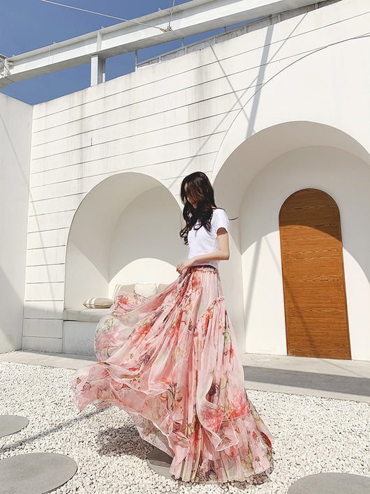 Falda Swing de Gasa Estampada con Corte Irregular - Image 2