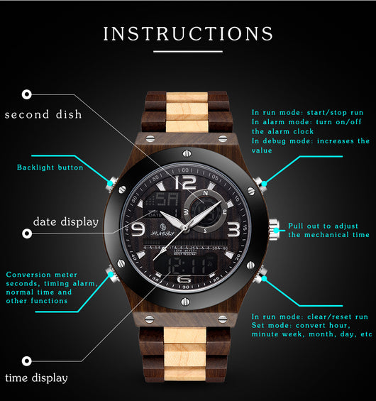 Reloj Cronógrafo de Madera Artesanal Lujo para Hombre - Image 3