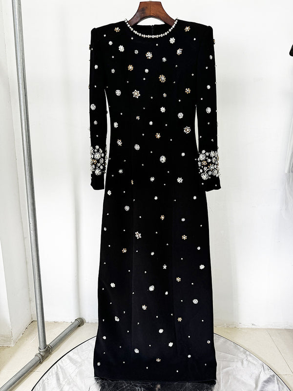 Vestido Largo Slim con Pedrería y Detalles de Alta Costura - Image 6
