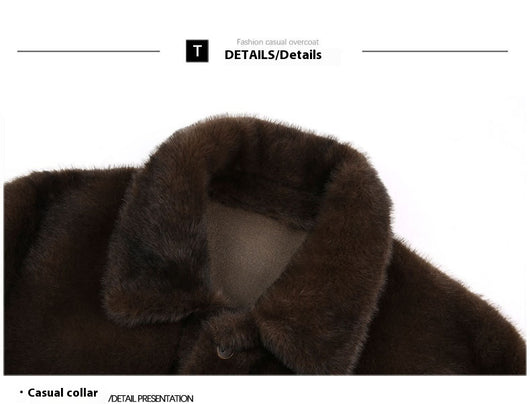 Abrigo de Invierno para Hombre con Cuello Solapa y Piel de Visón Dorado - Image 30