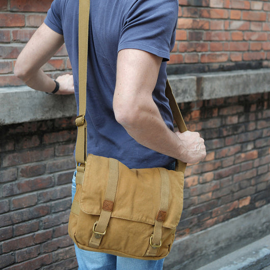 Bolsa de Lona Retro para Hombre - Bandolera Portátil de Estilo Vintage