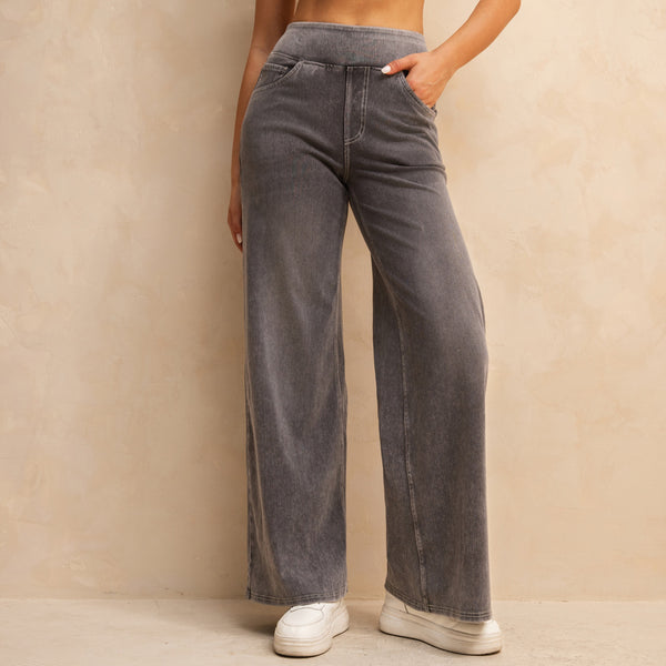Jeans Cintura Alta Grises Holgados para Mujer