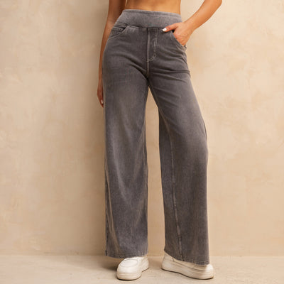 Jeans Cintura Alta Grises Holgados para Mujer