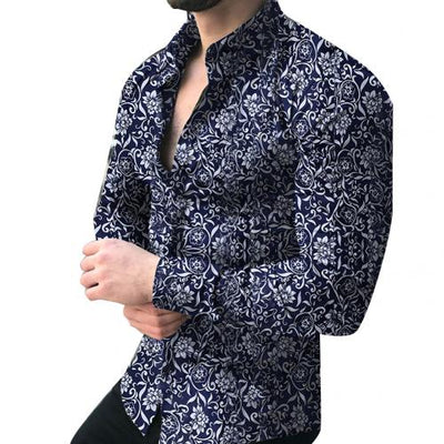 Camisa Casual Floral con Solapa Estampada de Manga Larga - Image 16