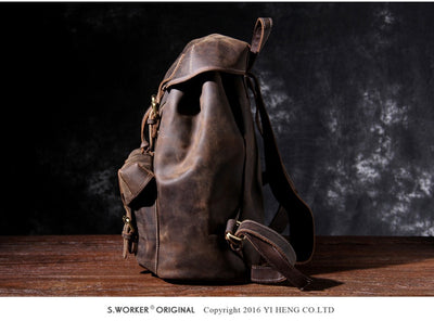 Mochila de Cuero Genuino Retro con Gran Capacidad - Image 8