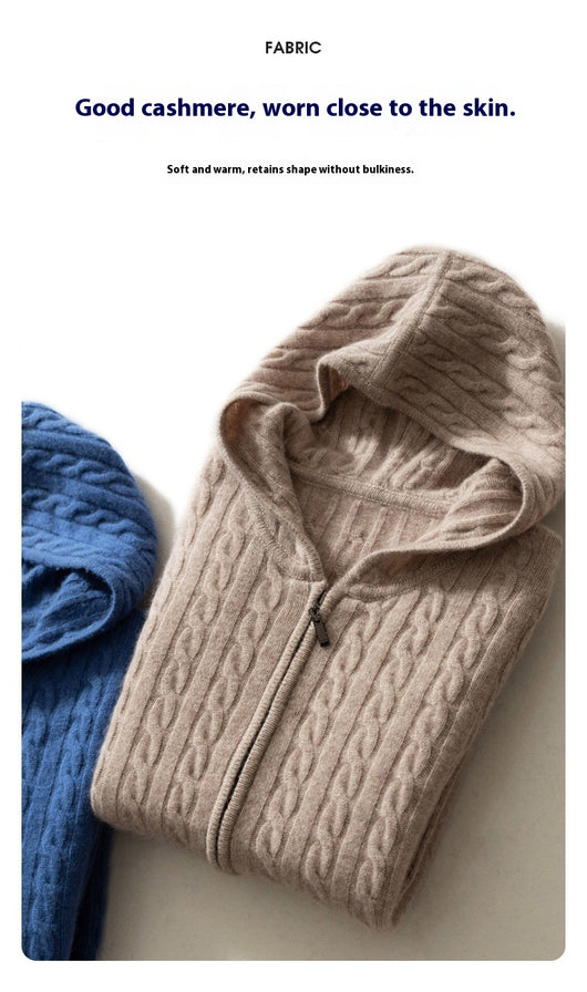 Suéter Tejido Grueso con Capucha y Mangas Largas Sueltas para Hombre - Image 13