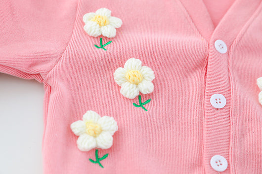 Conjunto de Tres Piezas con Cardigan de Cuello Muñeca para Niñas - Image 6