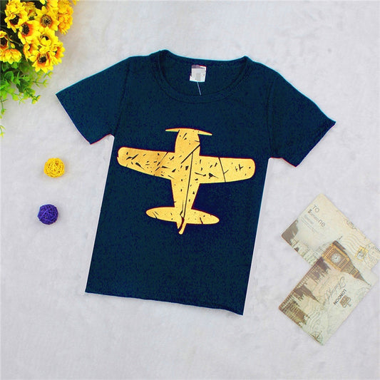 Camiseta Infantil de Algodón con Estampado de Avión