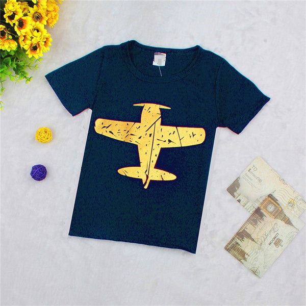 Camiseta Infantil de Algodón con Estampado de Avión