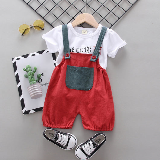 Conjunto Infantil Dos Piezas con Babero - Playera Cuello Redondo Manga Corta - Image 59