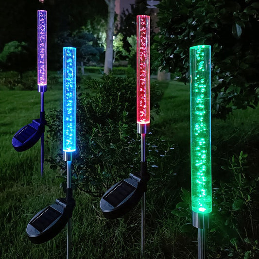 Lámpara Solar de Jardín con Burbujas de Cristal y Luz LED Intermitente