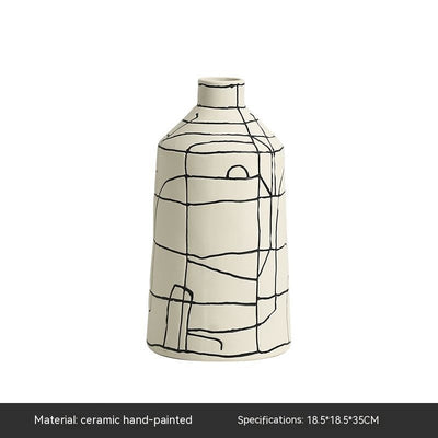 Jarrón de Cerámica Minimalista Italiano con Líneas Pintadas a Mano - Image 5