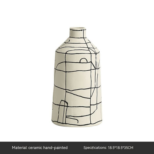 Jarrón de Cerámica Minimalista Italiano con Líneas Pintadas a Mano - Image 5