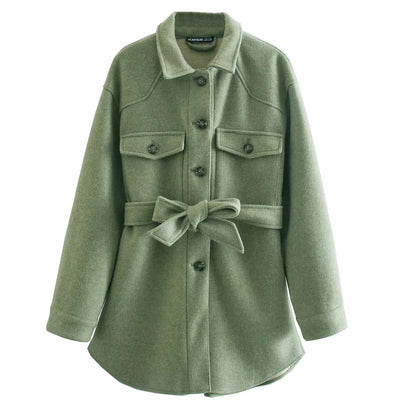 Chaqueta Tipo Camisa Cinturada para Mujer - Abrigo Ligero Otoño Invierno - Image 14