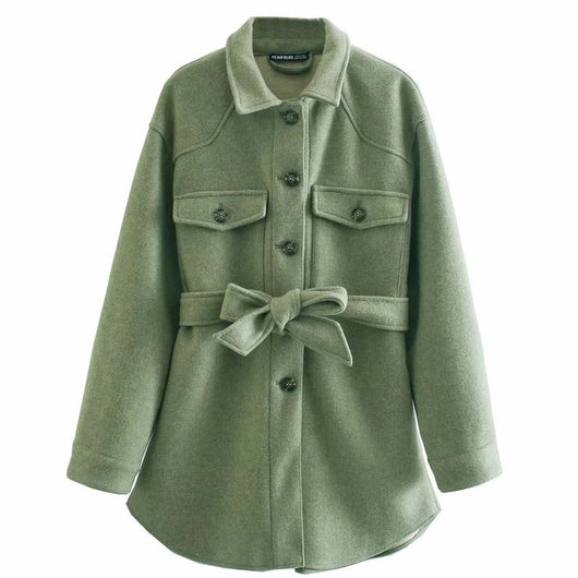 Chaqueta Tipo Camisa Cinturada para Mujer - Abrigo Ligero Otoño Invierno - Image 14