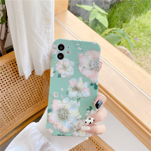 Funda para teléfono con flores y fondo verde - Image 4