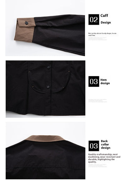 Blusa Larga de Contraste con Costuras Decorativas para Mujer - Image 9