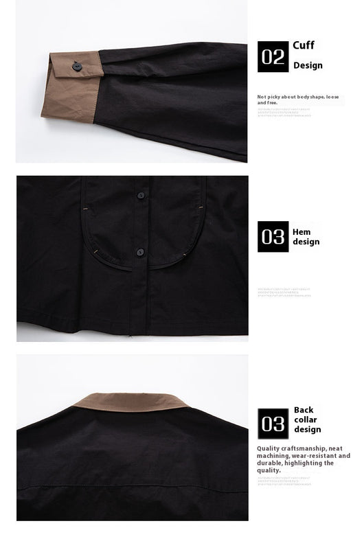 Blusa Larga de Contraste con Costuras Decorativas para Mujer - Image 9