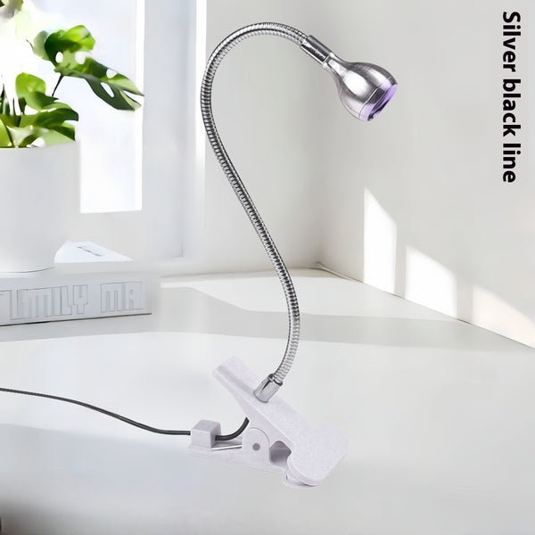 Lámpara UV Cuello de Ganso con Clip USB - Luz Púrpura 395nm para Manicura