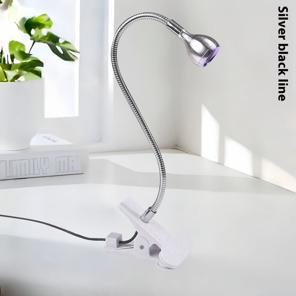 Lámpara UV Cuello de Ganso con Clip USB - Luz Púrpura 395nm para Manicura