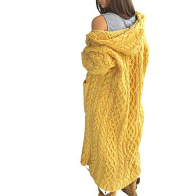 Cardigan Largo con Capucha y Trenzas Texturizadas para Mujer - Image 11