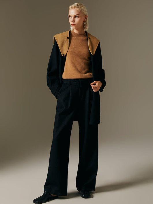 Abrigo de Lana Retro Bicolor Midi para Mujer - Image 3