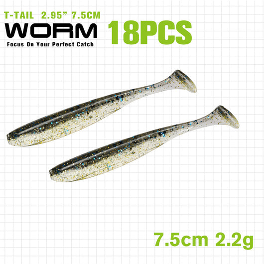 Gusano Artificial T-tail 55 75mm - Anzuelo de Pesca Realista - Image 16