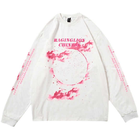 Playera Oversized Retro Burning Cloud de Manga Larga