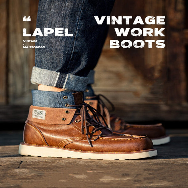 Botas de Trabajo Vintage Denim Tipo Botín para Hombre