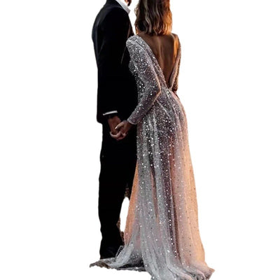 Vestido de Encaje con Lentejuelas y Espalda Descubierta para Mujer - Image 4