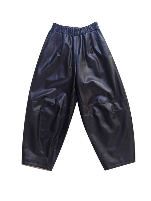 Pantalones de Cuero Ancho Casual Versátil para Mujer