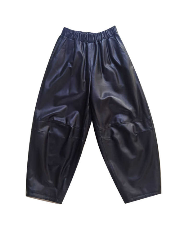 Pantalones de Cuero Ancho Casual Versátil para Mujer