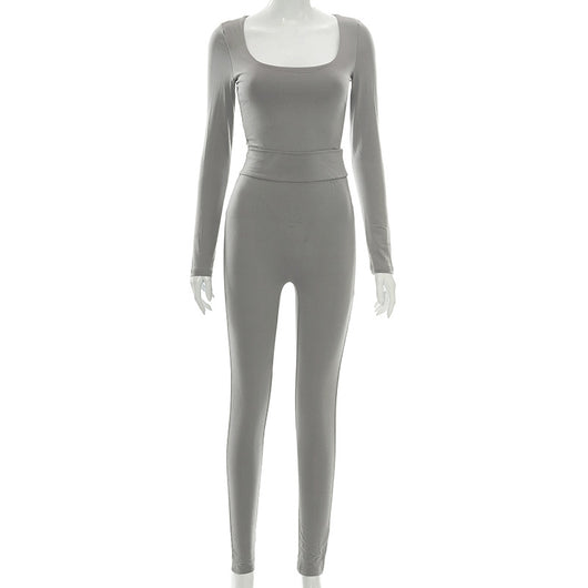 Jumpsuit Elegante de Manga Larga en Colores Sólidos - Image 12
