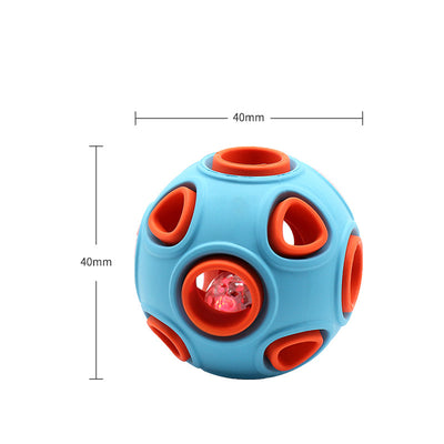 Blue and orange rubber dog toy ball with multiple holes, measuring 40mm in diameter. - Image 3
