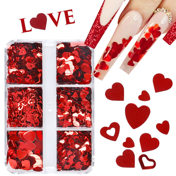 Caja de 6 Lentejuelas Decorativas Recortadas Rojo Amor - Colección San Valentín