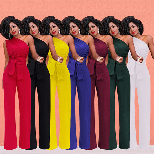Jumpsuit con Hombros Inclinados Asimétrico