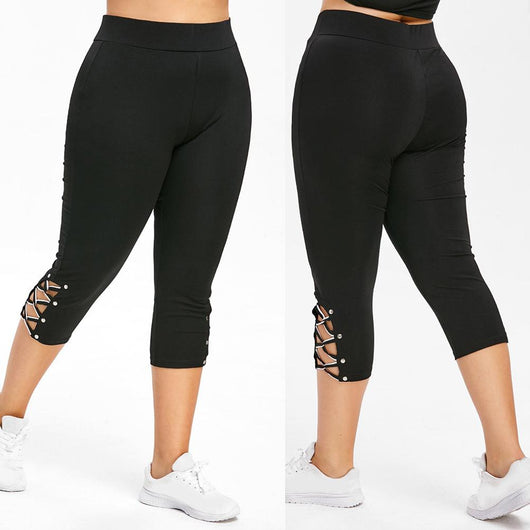 Leggins Tejidos con Cordones y Detalles de Perlas