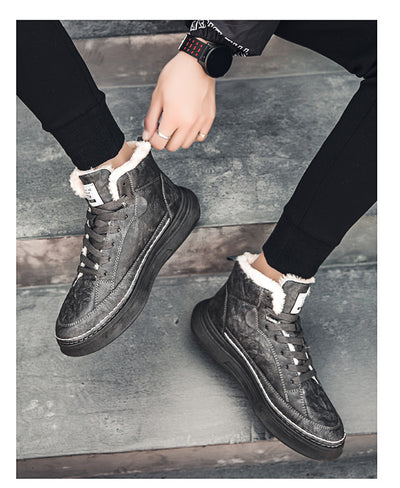 Tenis Altos de Terciopelo para Hombre - Zapatillas Cálidas y Acolchadas Estilo Coreano - Image 4