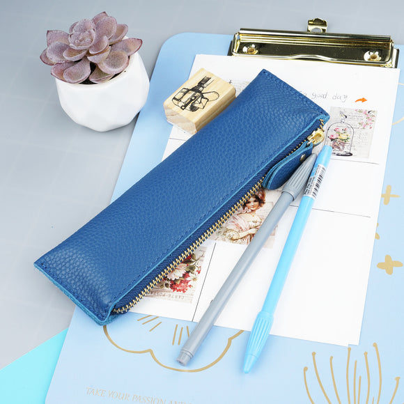 Estuche de Cuero de Gran Capacidad para Lápices y Útiles