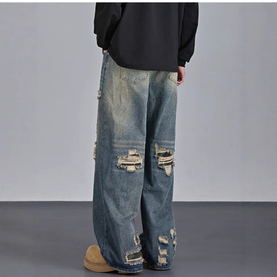 Pantalones Vaqueros Rotos Camuflaje Estilo Urbano Americano para Hombre - Image 3
