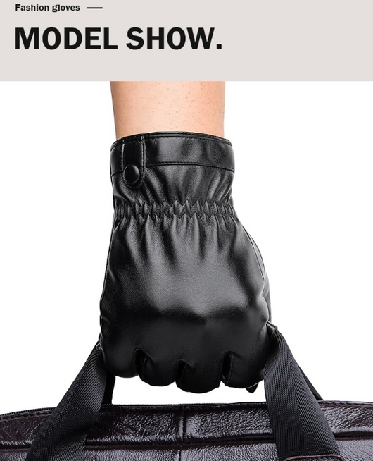 Guantes de Invierno de Cuero PU para Hombre, Cálidos y para Pantalla Táctil - Image 5