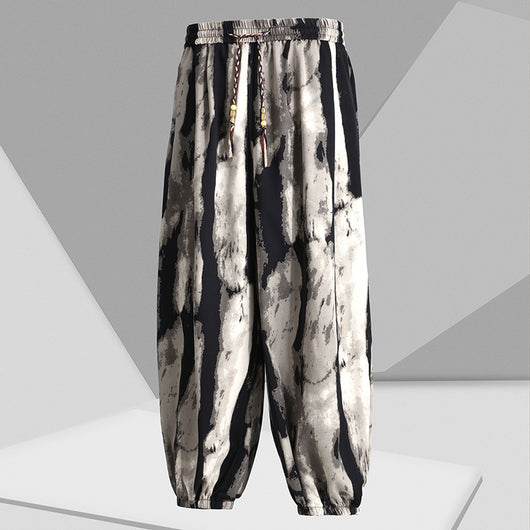 Pantalones Slim Fit de Seda Helada Estilo Chino con Estampado de Letras Nacionales - Image 18