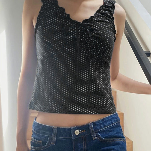 Blusa Sin Mangas Tejida con Estampado de Lunares - Image 2