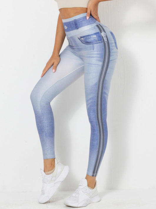 Pantalones de Yoga Denim Melocotón para Mujer - Image 5