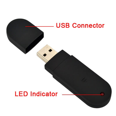 Black wireless presentation remote with laser pointer, USB receiver, and a matching black carrying case. - Image 5